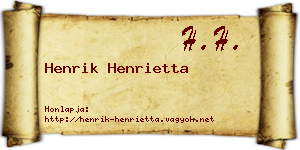 Henrik Henrietta névjegykártya